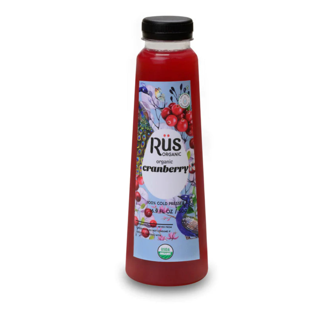 Juice | Cranberry Juice – USDA Organic – Cold Pressed - Vegan, Eco Friendly, No Added Sugar, No Concentrate Or No Flavour – Rus Organic – 500ml