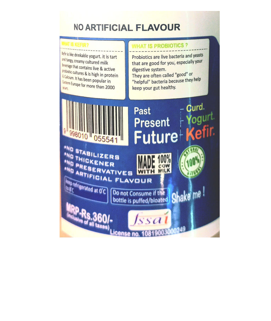 Kefir | Blueberry Kefir (Made With 100% Cow Milk) - 100% Natural - 37.5g Protein - Probiotic Drink - No Artificial Flavour, No Stabilizers, Thickener & No Added Preservatives - Nourish - 1000ml