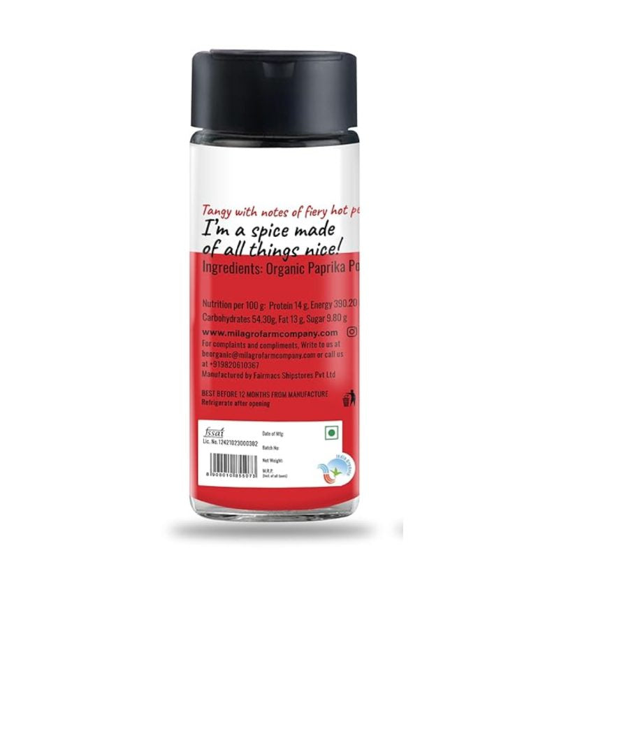 Seasoning | Paprika - Organic - For Healthy And Organic Meal - Milagro Farm Co. - 60gm