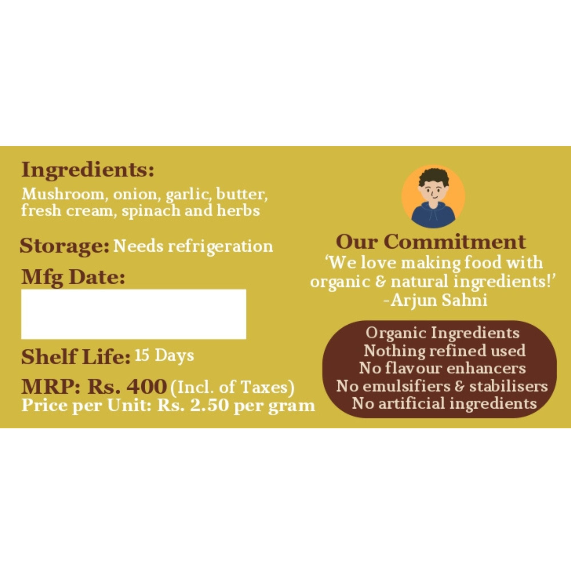 Mushroom Pate | Made With Organic Ingredients - Fresh - No Flavour Enhancer, No Emulsifiers, No Stabilisers & No Artificial Ingredients - Nature&
