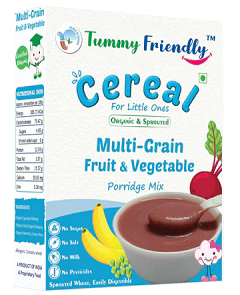 Porridge Mix | Cereal (Sprouted Multigrain Fruit & Veg Porridge Mix) - USDA Organic - No Pesticides, Chemicals, Milk, Salt & No Added Sugar - Tummy Friendly – 200gm
