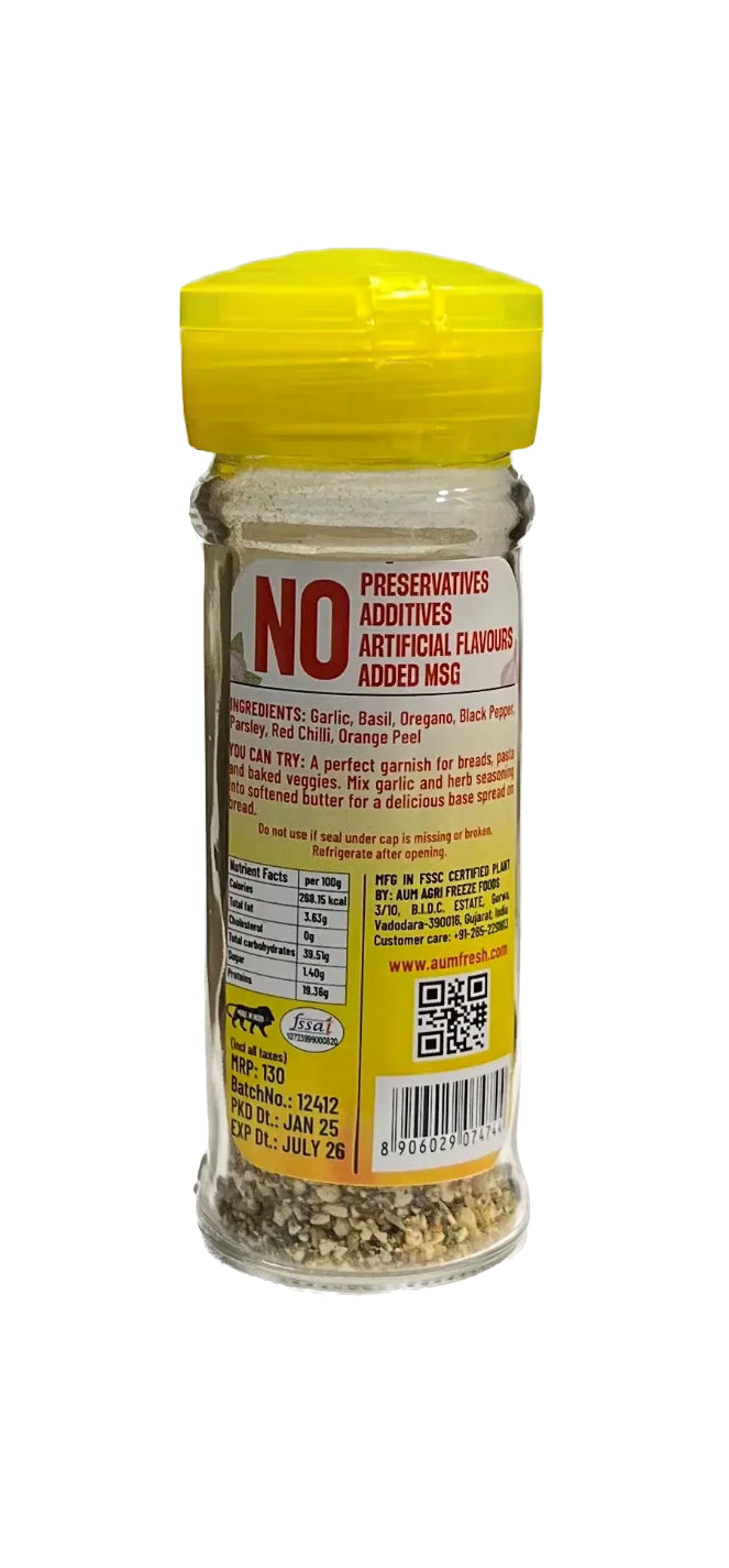 Seasoning | Garlic & Herb Seasoning – No Additives, Preservatives & No Artificial Flavour Or MSG Free – Aum Fresh – 40gm