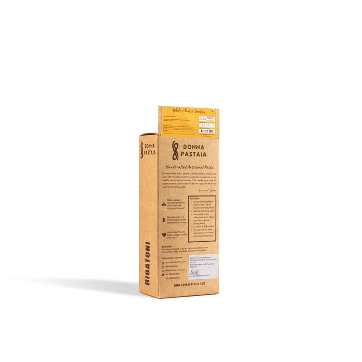 Pasta | Whole Wheat & Semolina (Rigatoni ) -Handcrafted Artisanal Pasta - Donna Pastaia - 250gms