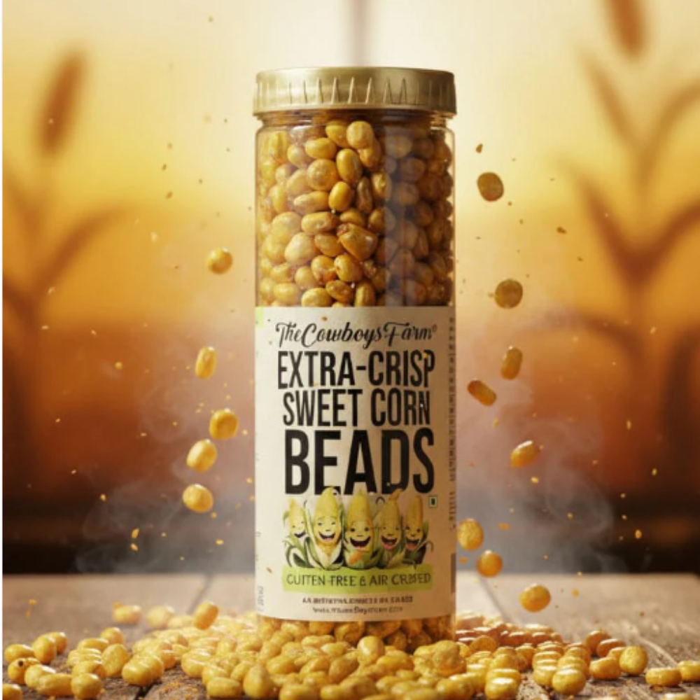 Beads | Extra Crisp Sweet Corn Beads - Gluten Free, No Palm Oil, No Onion. No Garlic & No Added Preservatives – The Cow Boys Farm – 150gm