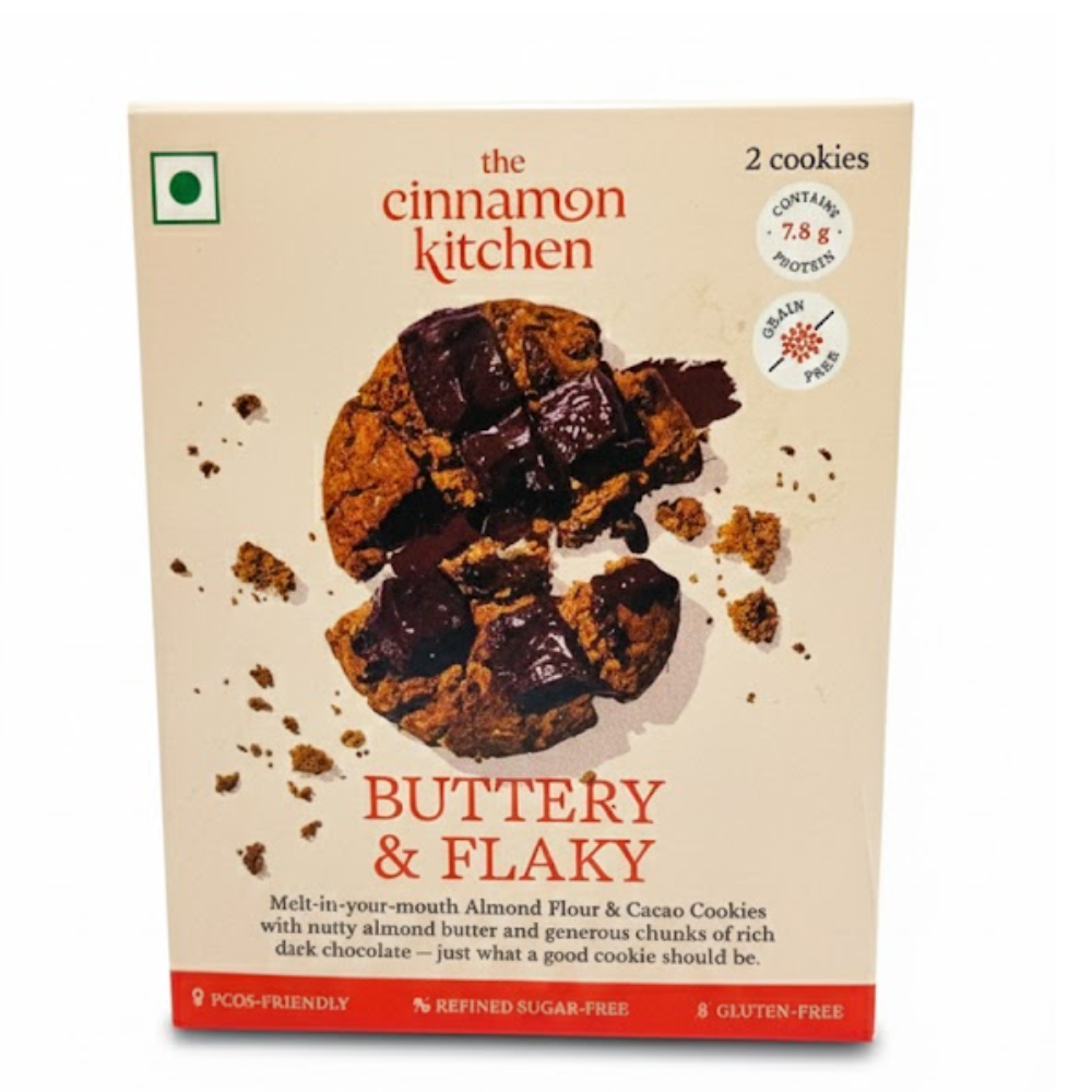 Cookies | Almond Flour & Cacao Cookies - Buttery & Flaky - Vegan, Gluten Free, Refined Sugar Free & PCOS Friendly - The Cinnamon Kitchen - Pack of 2