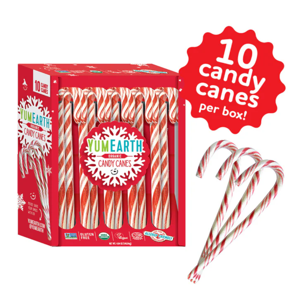 Candy | Candy Canes - USDA Organic - Vegan, Gluten Free, Non GMO & No High Fructose Corn Syrup Or No Artificial Dyes - Yum Earth - 140gm