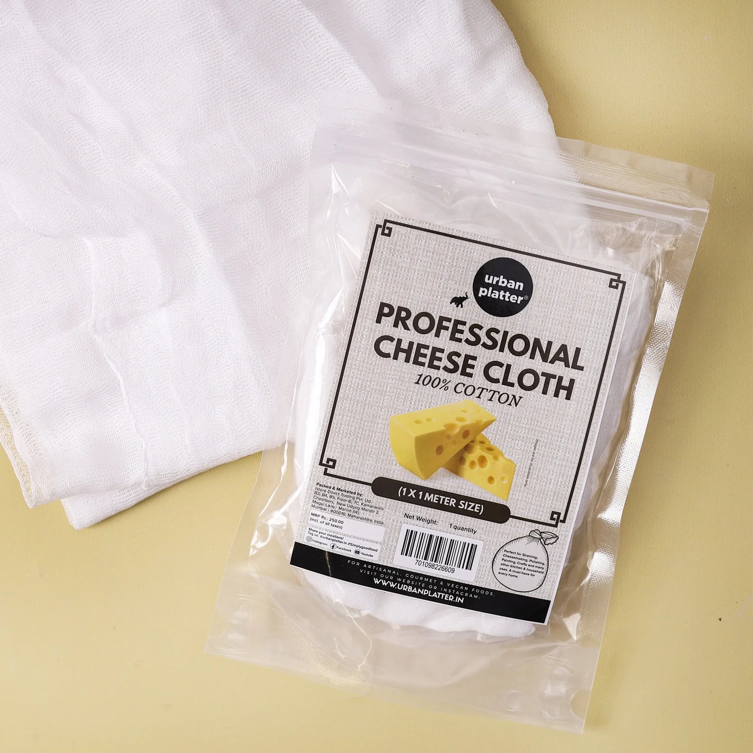 Cheese Cloth | Premium Professional Cheese Making Cloth - 100% Cotton - Urban Platter - 1x1 Meter Size