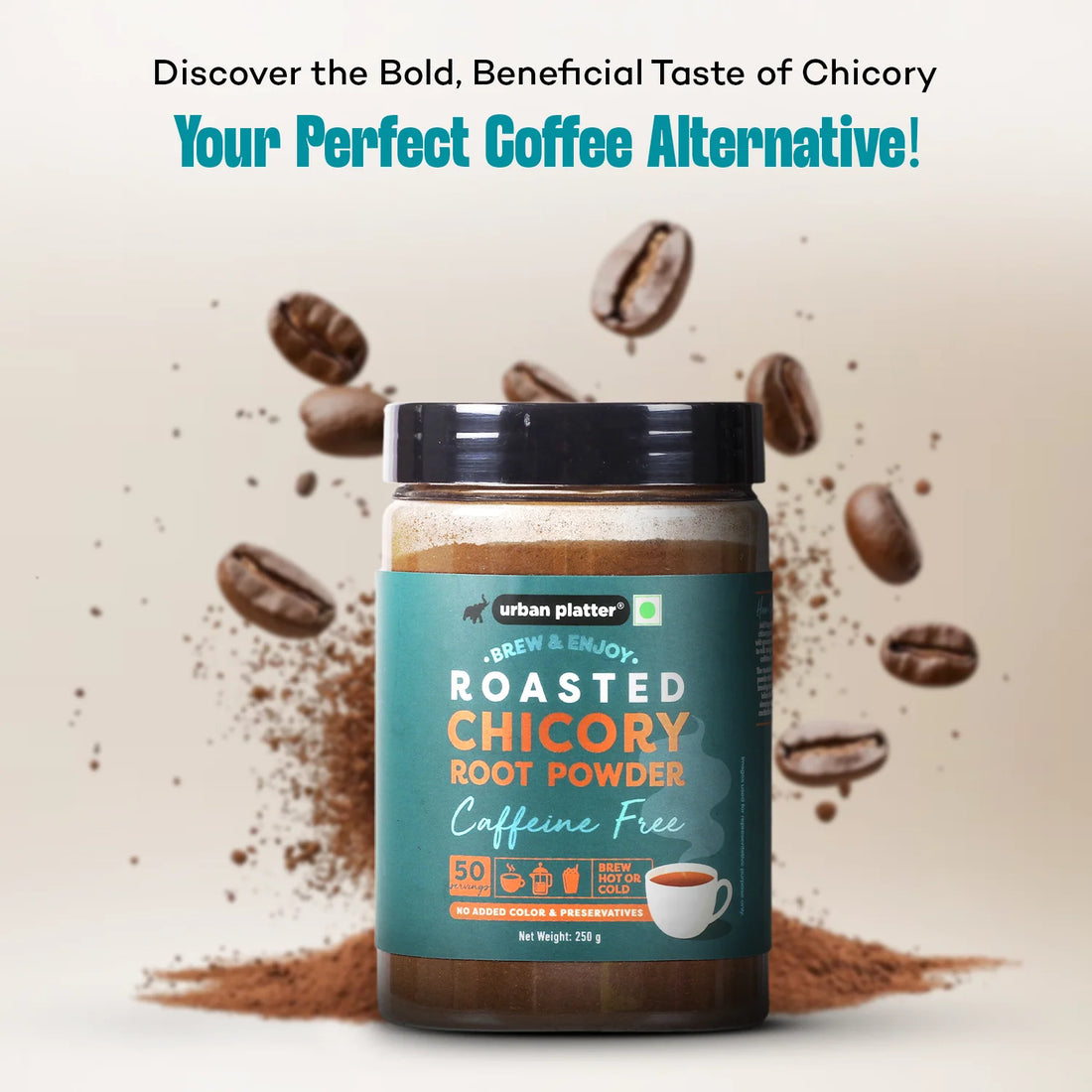 Roasted Chicory Root Powder - Natural - Gluten Free & Caffeine Free – Urban Platter – 250gm