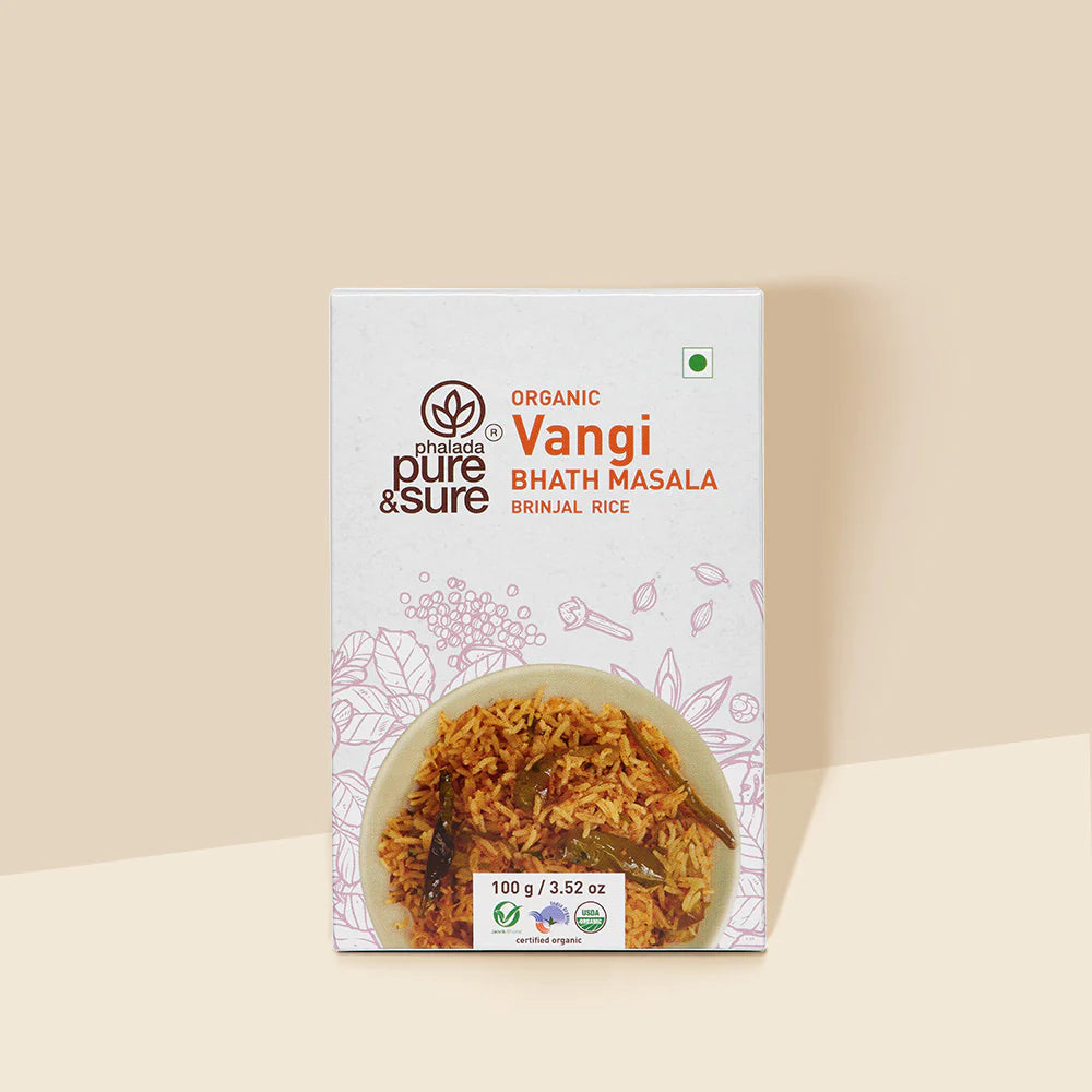 Vangibhath Masala | Brinjal Rice - USDA Organic - Pesticides Free, No Artificial Colors, Preservatives Free & No Gmo - Pure And Sure - 100gm
