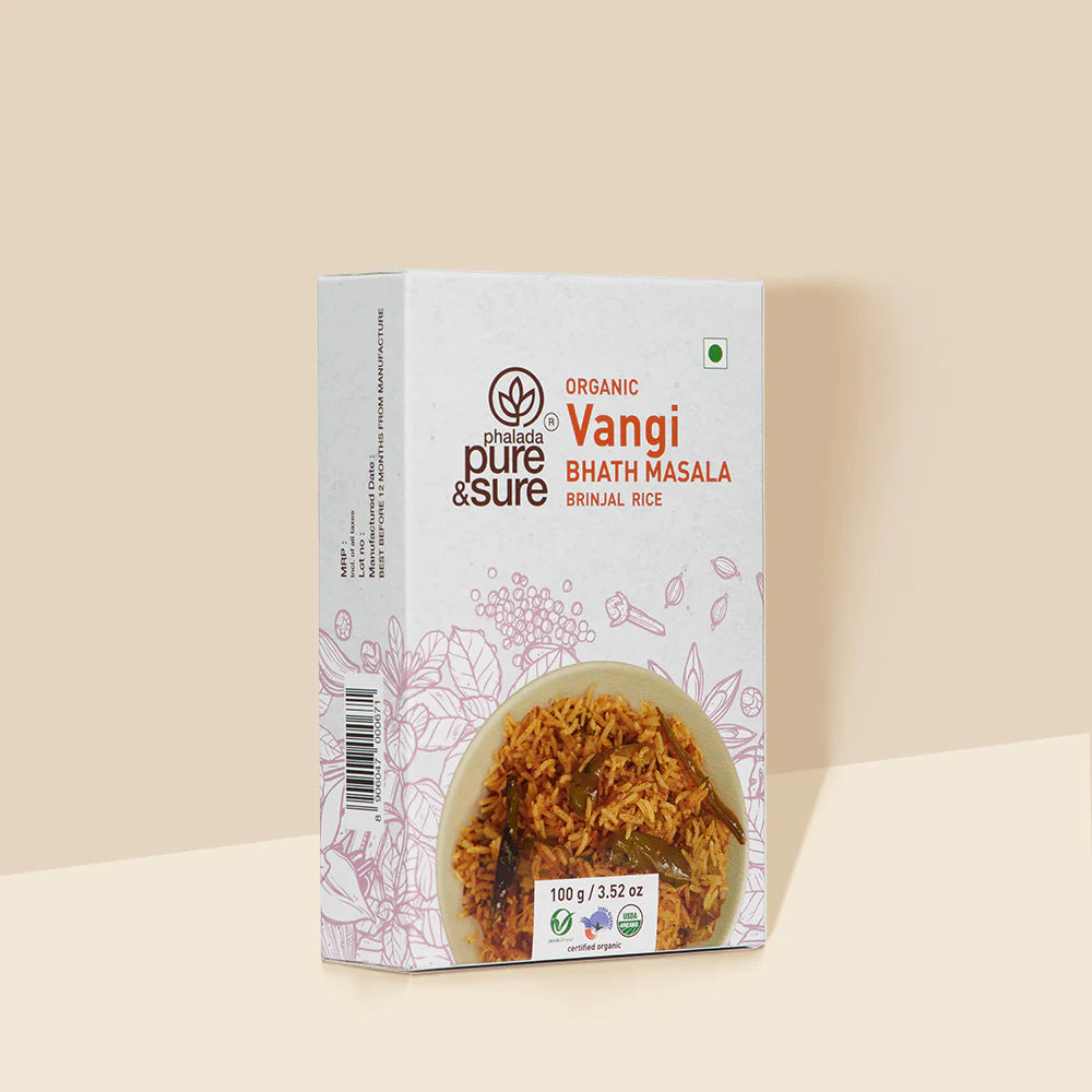 Vangibhath Masala | Brinjal Rice - USDA Organic - Pesticides Free, No Artificial Colors, Preservatives Free & No Gmo - Pure And Sure - 100gm