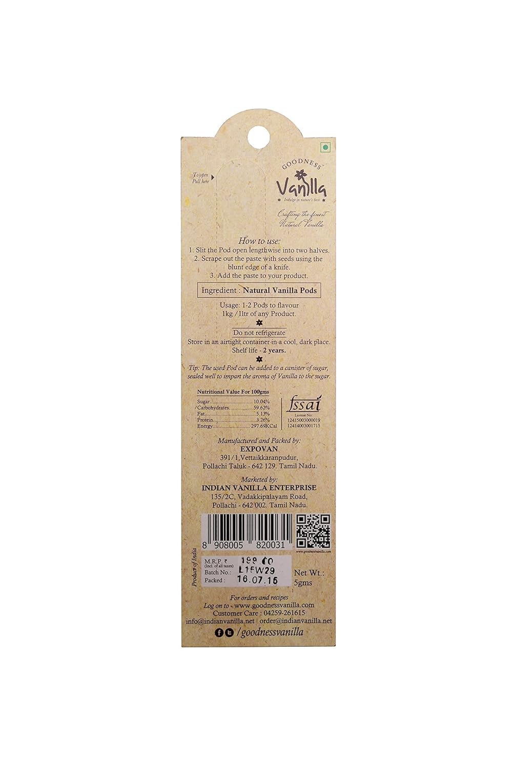 Vanilla Pods | Goodness Vanilla – 2 Pod