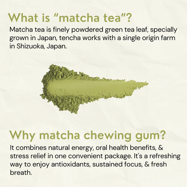 Chewing Gum - Vanilla Matcha Chewing Gum - 15 Pieces Per Pack - Natural - Vegan, Sugar Free & Plastic Free - Gud Gum - 21gm