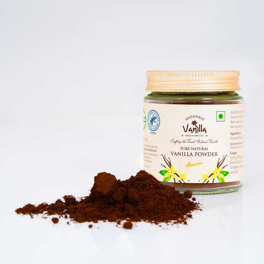 Vanilla Powder | Pure Natural Vanilla Powder- Gluten Free - No Additives, No Preservatives - Goodness Vanilla - 50gms