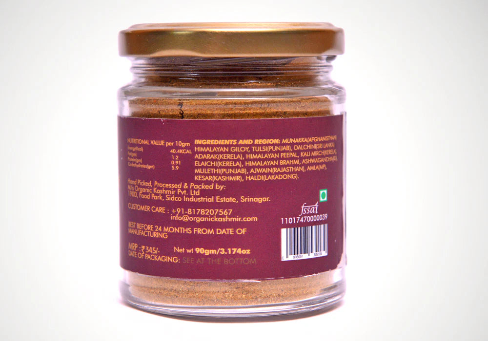 Vedic Immunity Booster | Himalayan Aushadhi Kwath - Strengthens Lungs, Kidney, Liver & Treats Throat Infection And Mucus - Organic Kashmir - 90gm