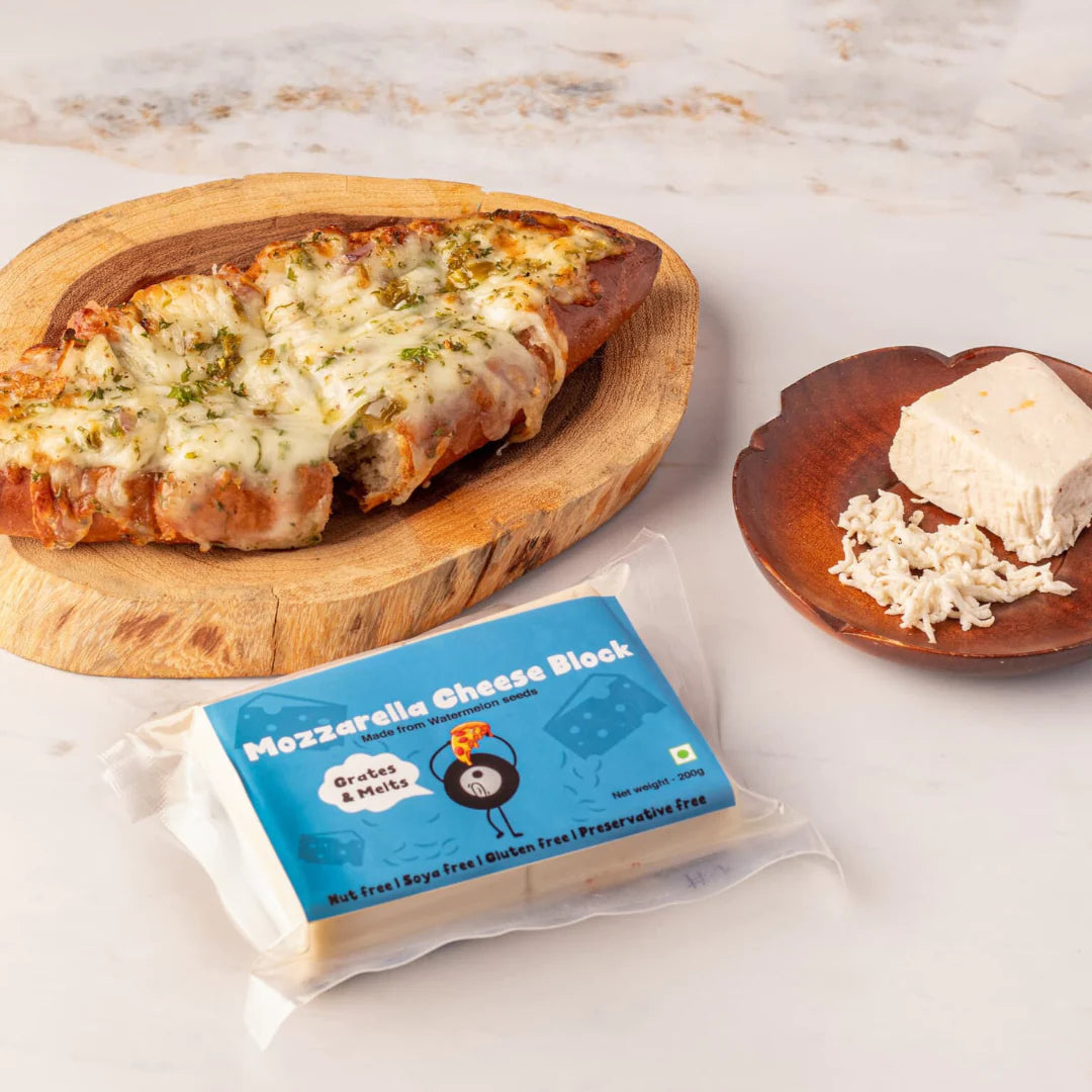 Vegan Mozzarella Cheese | Block (Grated & Melts) - Natural - Indian - Gluten Free, Sugar Free, Nut Free, Dairy free, Chemical Free, Trans Fat Free, Cholesterol Free & Soya Free – One Good Veganarke - 200gm