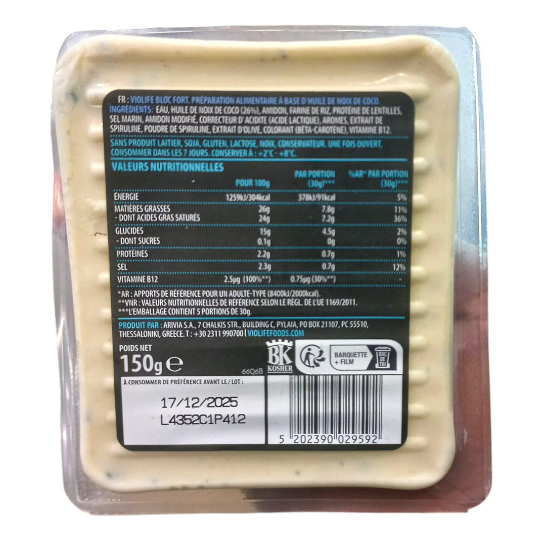 Cheese | Fort Bloc Cheese (With Vitamin B12) – 100% Plant Based – Vegan, Gluten Free, Dairy Free, Soya Free, Lactose Free & No Added Preservatives – VioLife – 150gm