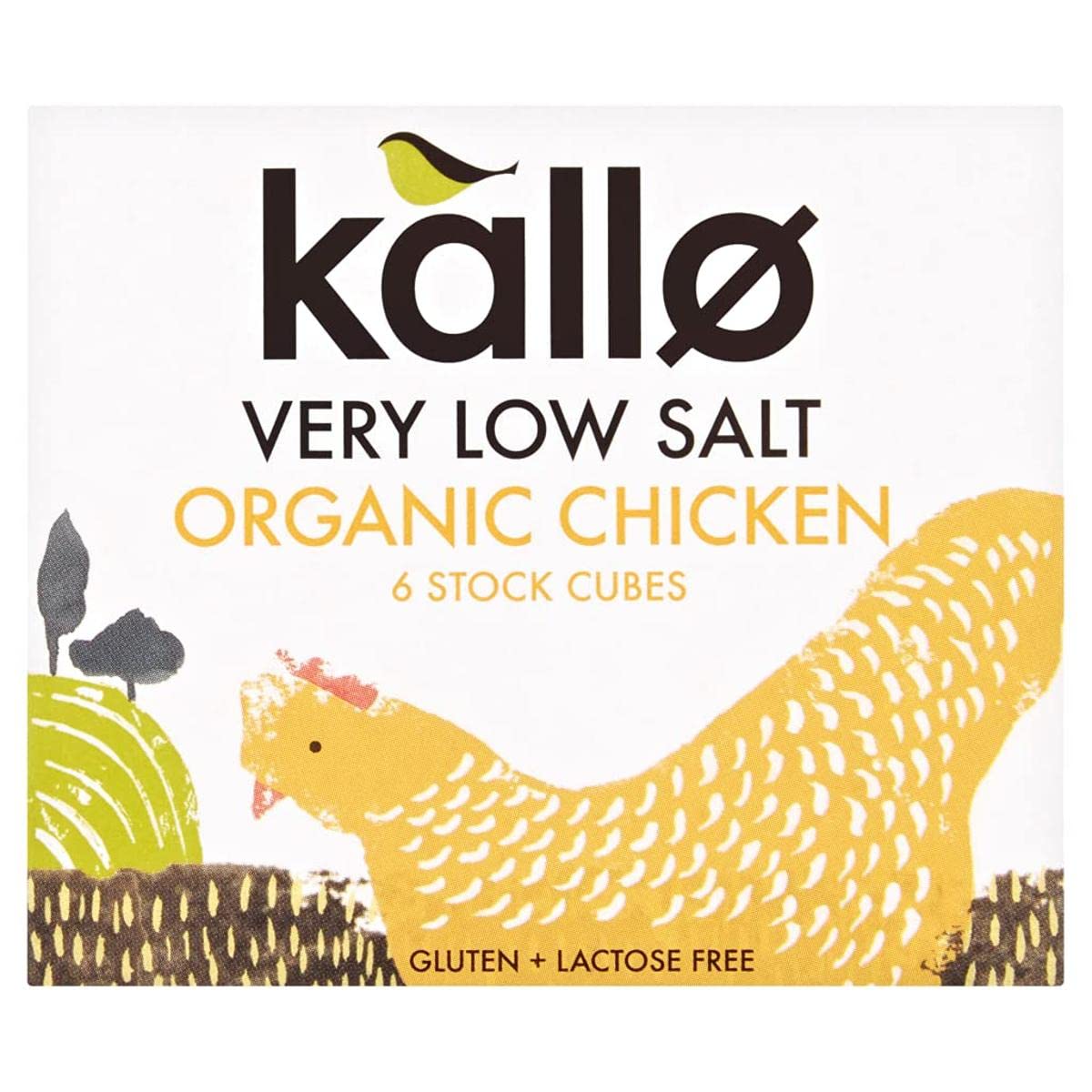 Very Low Salt Chicken Stock Cubes – Vegan, Gluten Free & Lactose Free- Kallo Organic – 6 Cubes