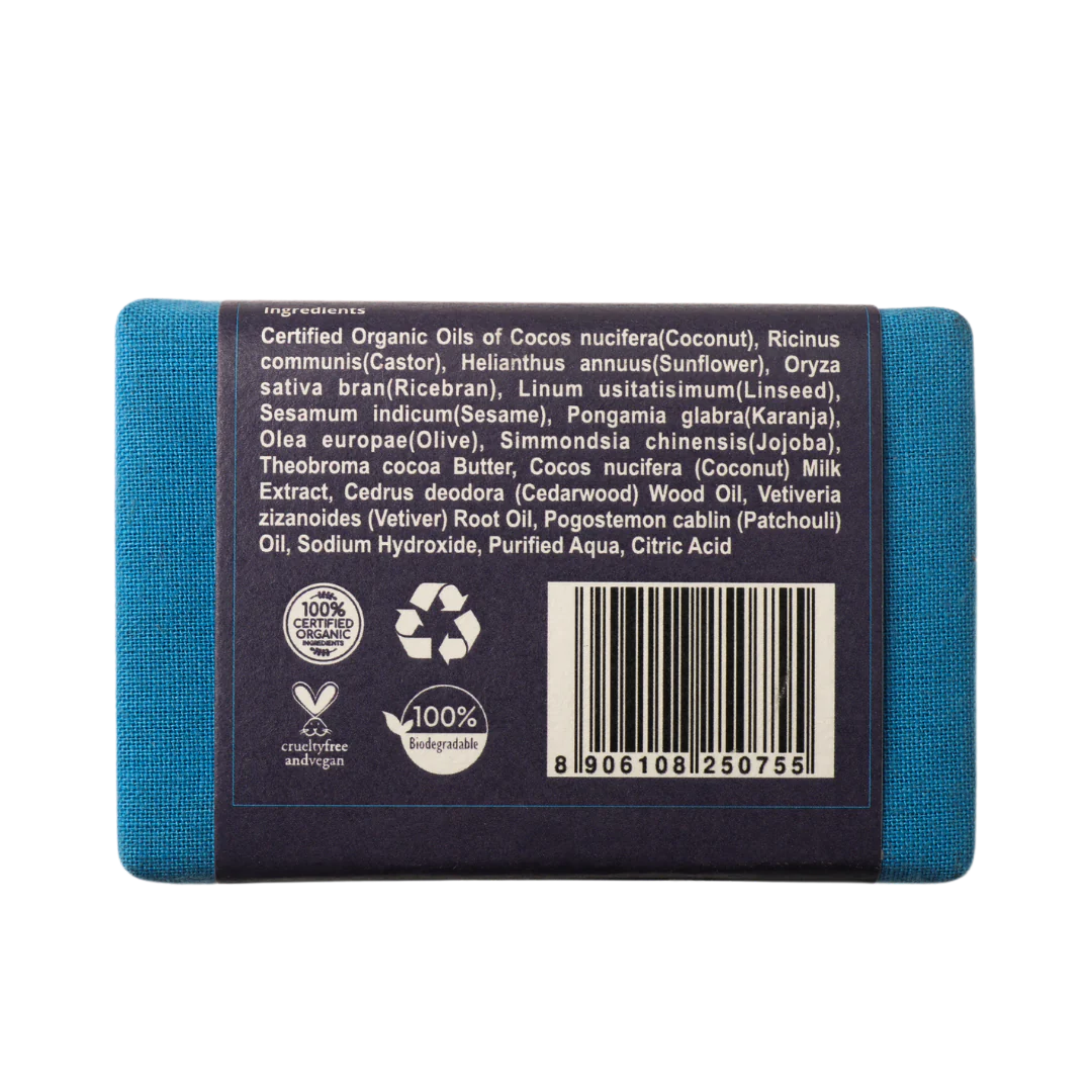 Soap | Vetiver Soap (Enriched With Olive & Ricebran Oil) - Complete Care For Dry Skin - Organic Oil Soap - Rustic Art - 100gm