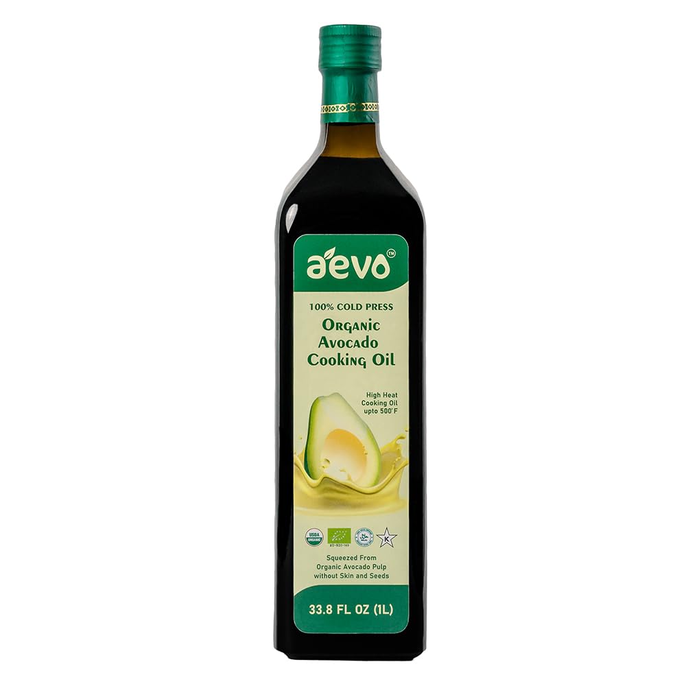 Avocado Oil | Avocado Cooking Oil (Squeezed From Organic Avocado Pulp Without Skin And Seeds) - USDA Organic - 100% Cold Pressed - Aevo - 1000ml