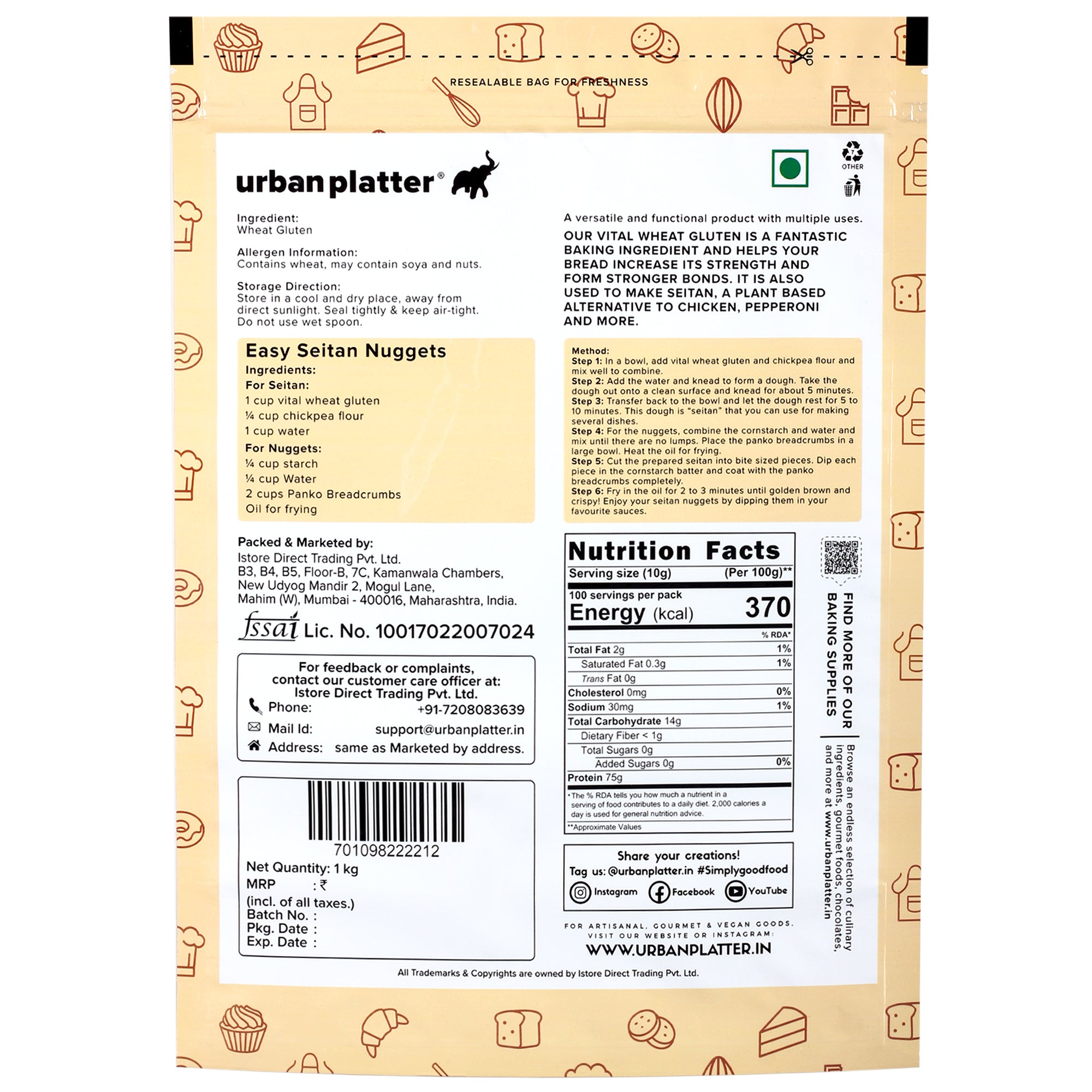 Vital Wheat | Gluten - Urban Platter - 500gm