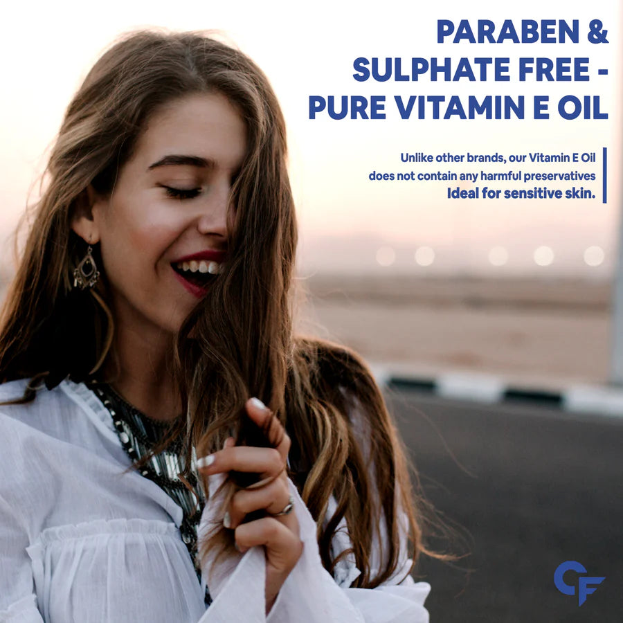Vitamin E Oil | 30000 IU - Pharma Grade & Tested For Purity - 100% Natural Vitamin E Oil - For Skin, Hair & Stretch Marks Reduction - Paraben Free & Sulphate Free - Carbamide Forte - 30ml