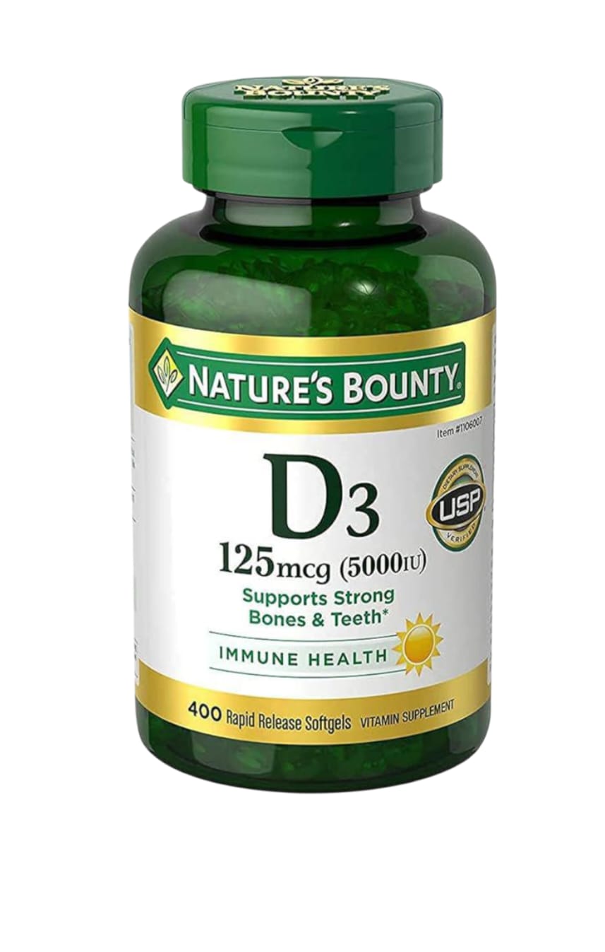 Vitamin D3 | 125mg (5000 IU) - Immune Health - Gluten Free, No Artificial Flavor, Sugar Free, Dairy Free, No Soy & Sodium Free - Nature&