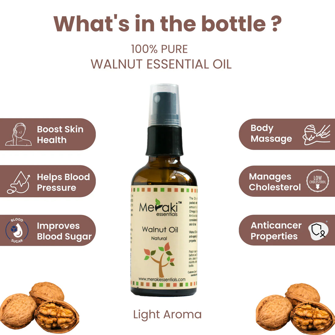 Walnut Oil (Juglans Regia) - Natural - Indian - Meraki Essentials - 50ml