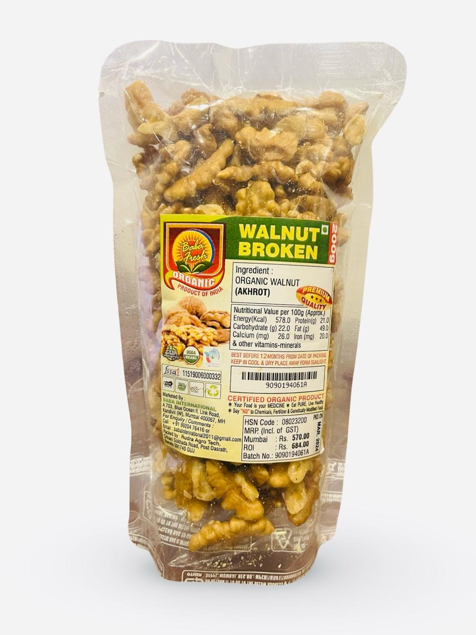 Walnuts | Broken - USDA Organic - Baba Fresh - 200gm