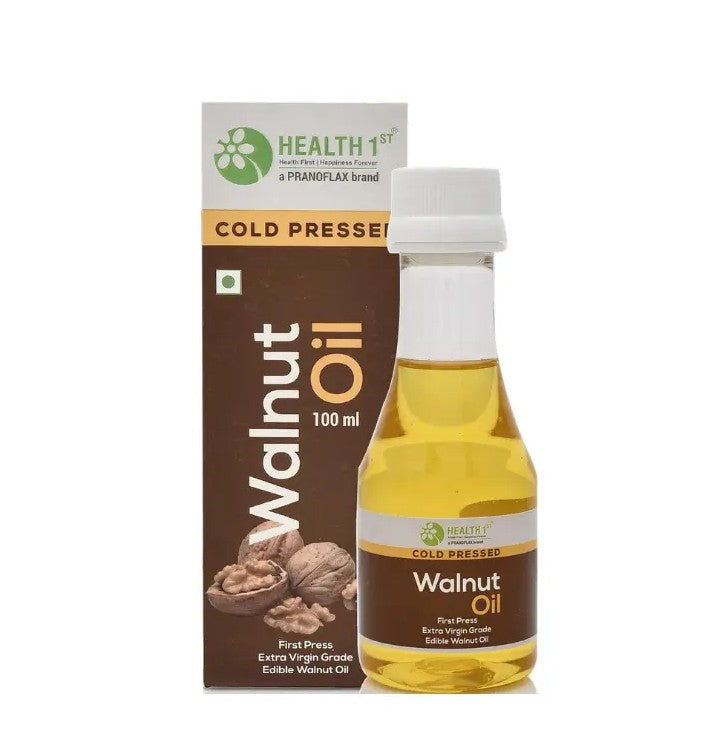 Walnut Oil | Cold Pressed Walnut Oil- Extra Virgin Grade - Pure & Organic Walnut Oil for Skin & Cooking- 100% Natural - Health 1st - 100ml