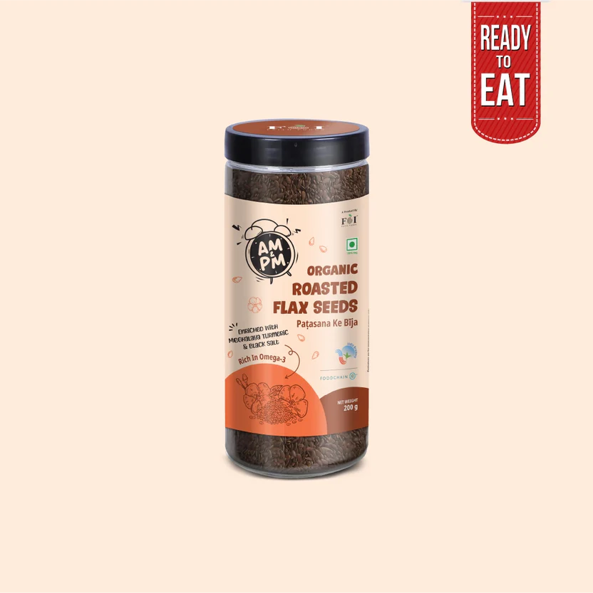 Flax Seeds | Roasted Flax Seeds (Enriched with Meghalaya turmeric & Black Salt)-Rich In Omega 3 - No Added Preservatives & Chemicals - Faith Foods - 200gm