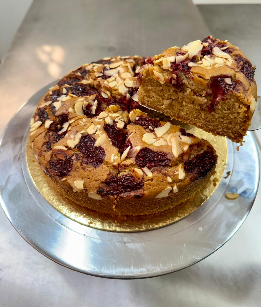 Cake | Raspberry Almond cake - Vegan, Gluten Free & Refined Sugar Free - Sweetened with Monk Fruit - Nature&