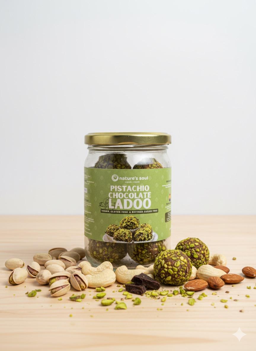 Ladoo | Pisatchio Chocolate Ladoo - Vegan, Gluten Free & Refined Sugar Free - 250gm