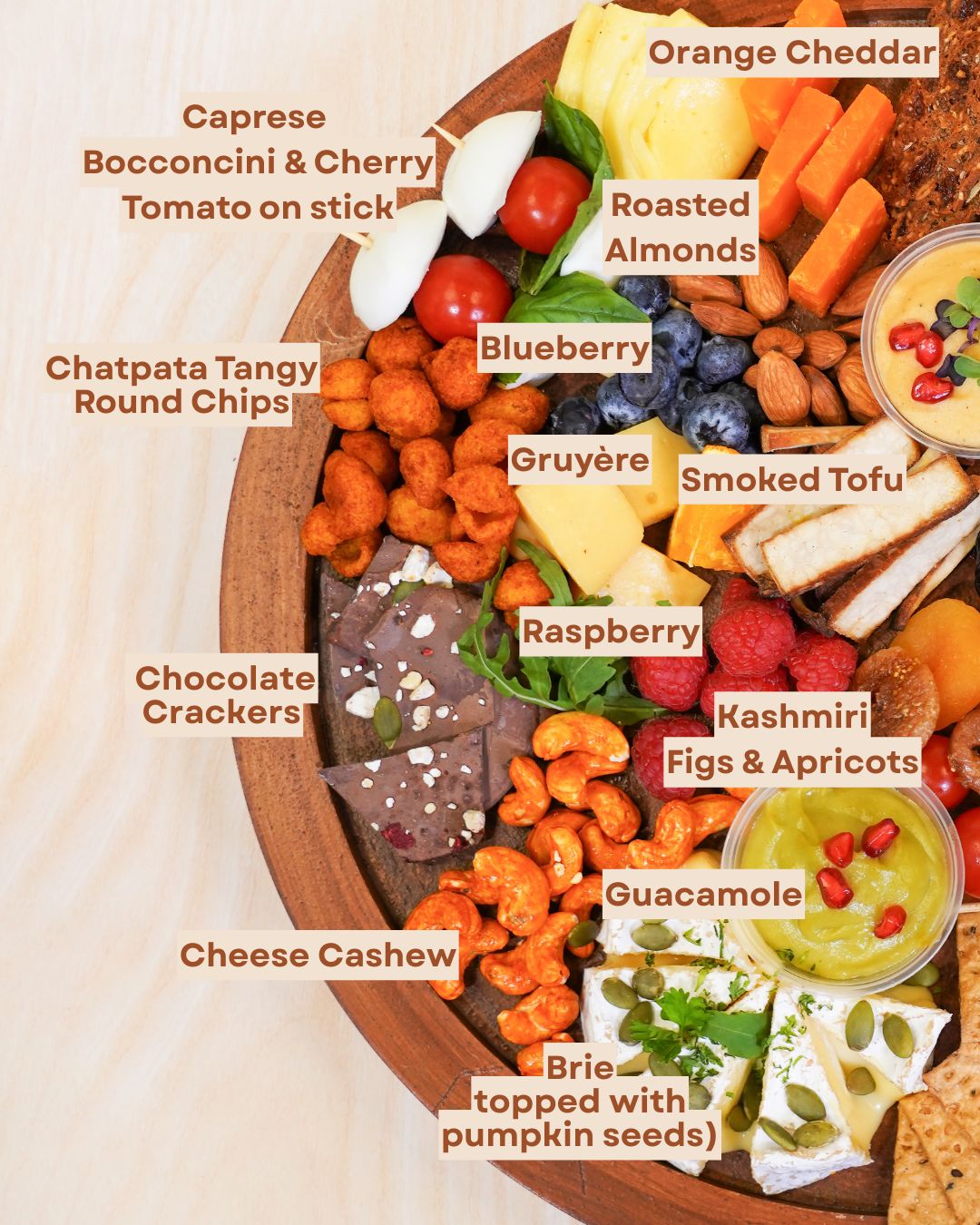 Charcuterie Grazing Board - Veg - Fresh - Made with Organic Ingredients - Good for 6 to 8 People