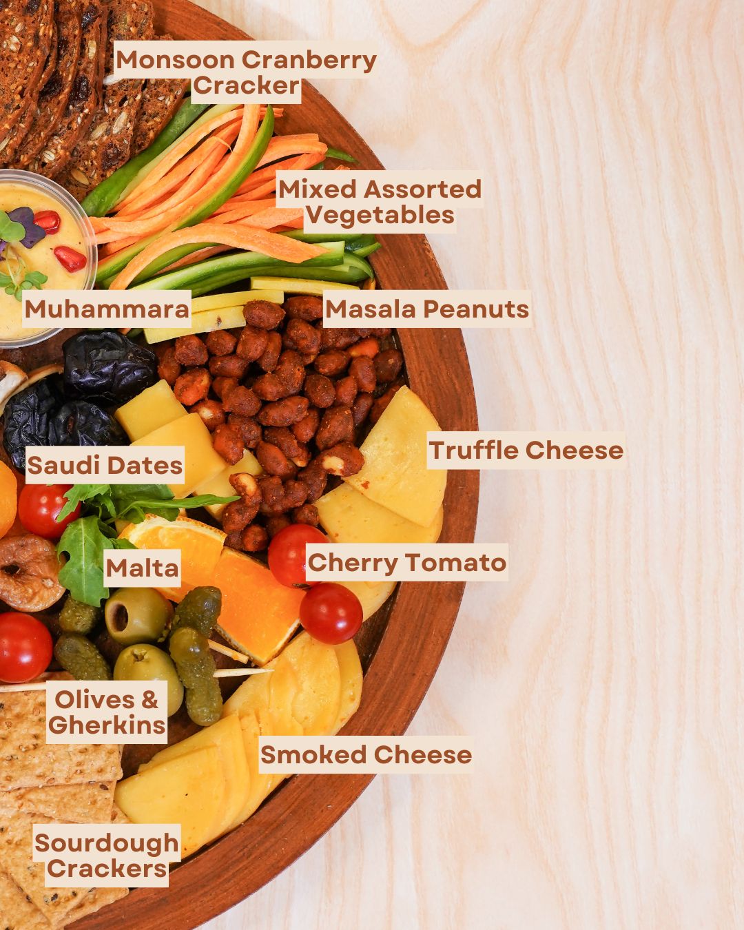 Charcuterie Grazing Board -Cheese Platter - Veg - Fresh - Made with Organic Ingredients