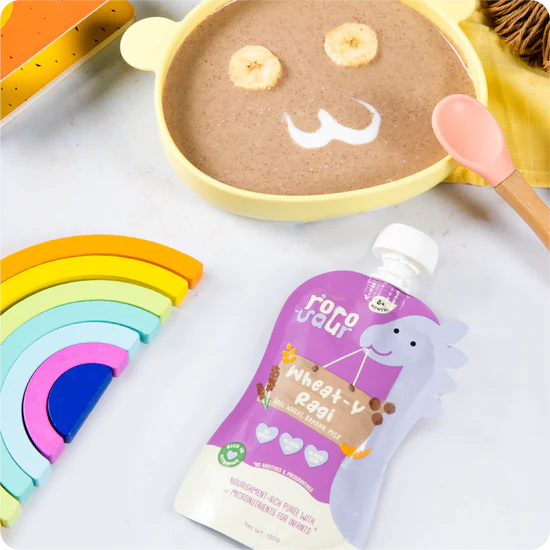 Wheat Y Ragi Puree | Ragi, Wheat, Banana And Milk (17 Micronutrient For Infants) – No Added Salt & No Added Sugar – rorosaur – 100gm