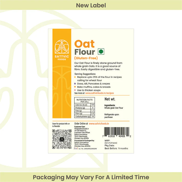 Oat Flour - Gluten Free - Sattvic Foods - 500gm