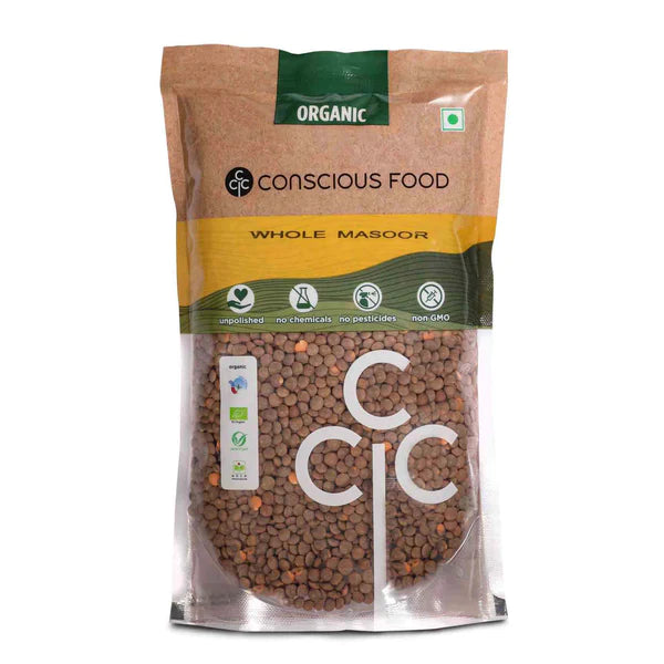 Masoor Dal | Whole Red Lentil Masoor - Unpolished - Conscious Food – 500gm