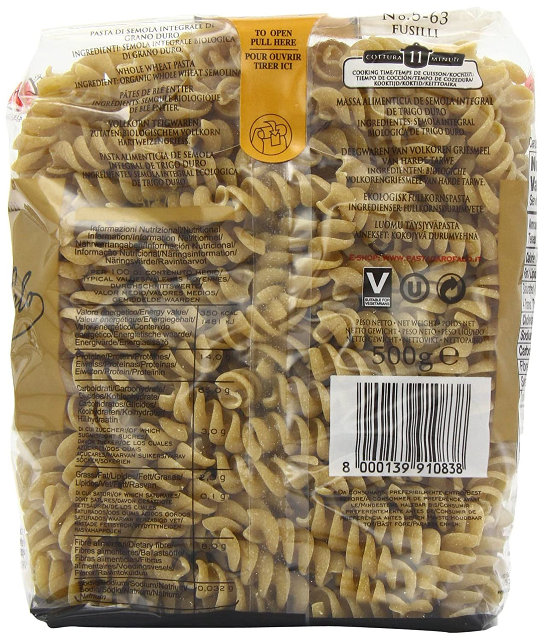 Pasta | (Whole Wheat Fusilli) - Organic - Garofalo - 500gm