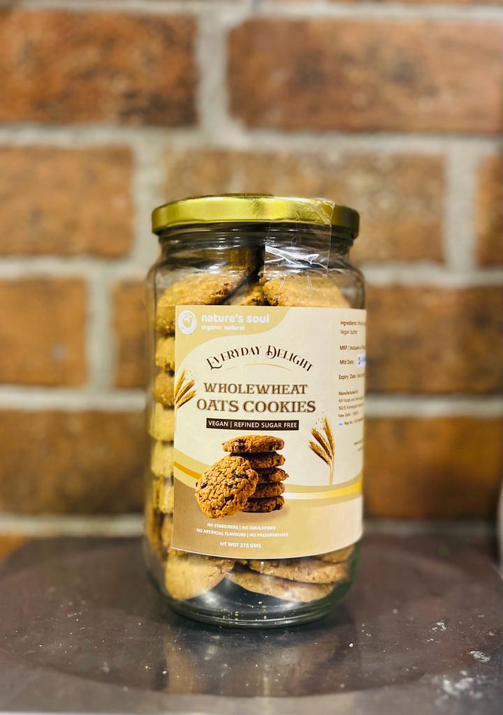 Whole Wheat Oats Cookies | Everyday Delight - Vegan, Refined Sugar Free, No Stabilizers, No Emulsifiers, No Artificial Flavors & No Preservatives - Nature&