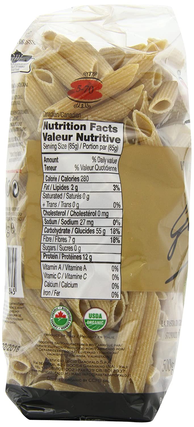 Pasta | (Whole Wheat Penne Rigate)- Organic - Garofalo - 500gm