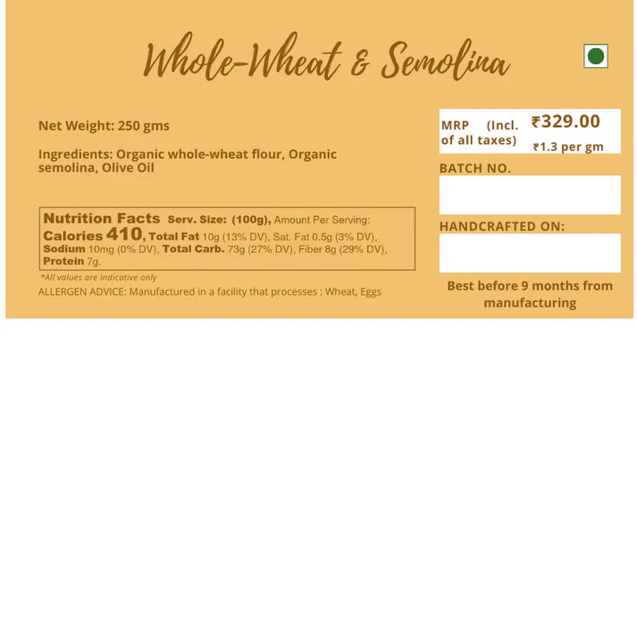 Strozzapreti Whole wheat & Semolina Pasta – Donna Pastaia – 250gm