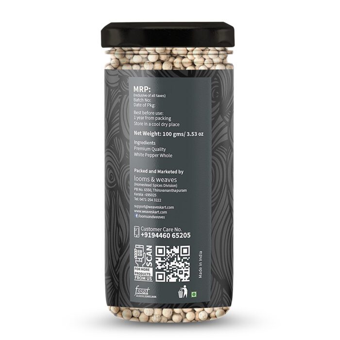 White Pepper Whole – Looms And Weaves - 100gm