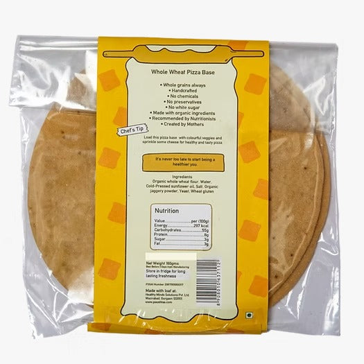 Pizza Base | Whole Wheat Pizza Base - No Addd Preservatives, Flavours & No Added Colours - Paushtaa - 160gm