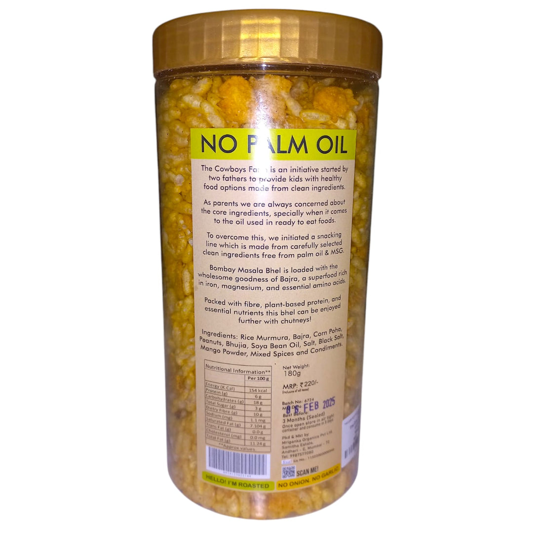 Bhel | Bombay Masala Bhel – Gluten Free & No Palm Oil – The Cowboys Farm – 180gm