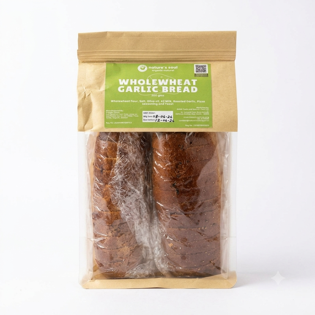 Bread | Wholewheat Garlic Bread - Preservative Free - Nature&