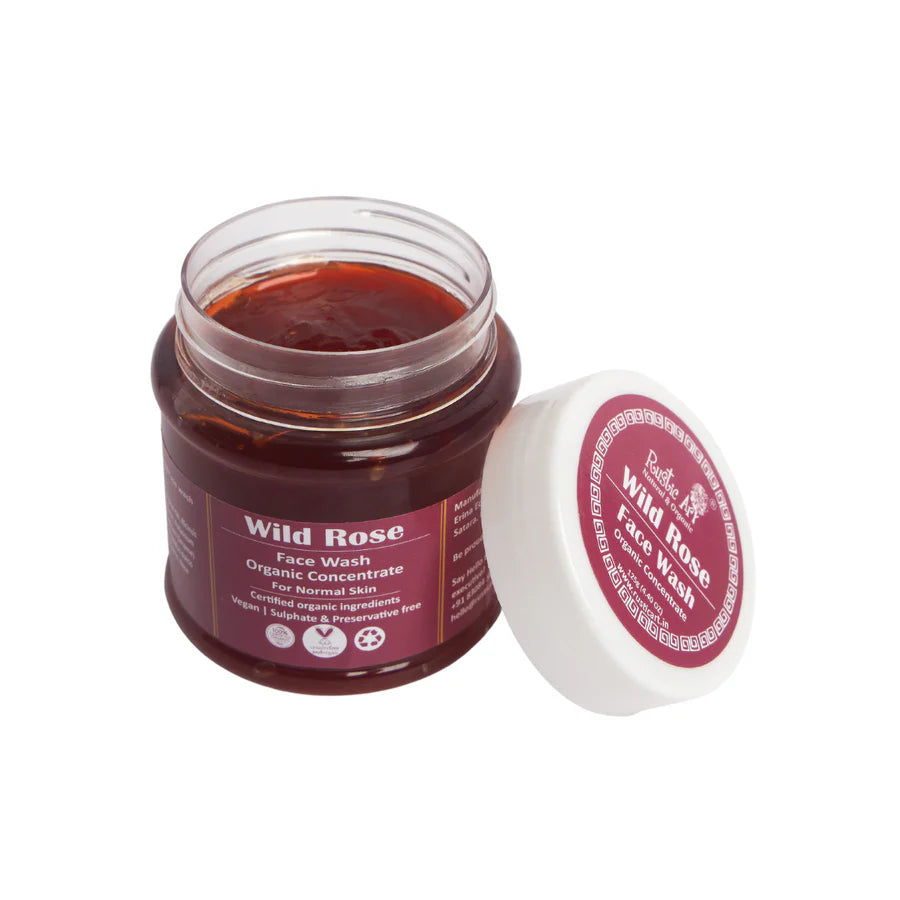 Face Wash | Wild Rose (Concentrate) – For Normal Skin – Organic – Vegan, No Added Preservatives & Sulphates Free – Rustic Art – 125gm