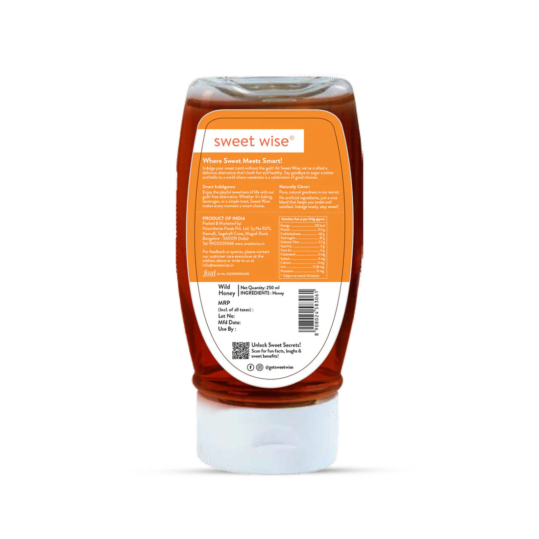 Honey | Wild Honey - No Artificial Ingredients - Sweet Wise - 250ml