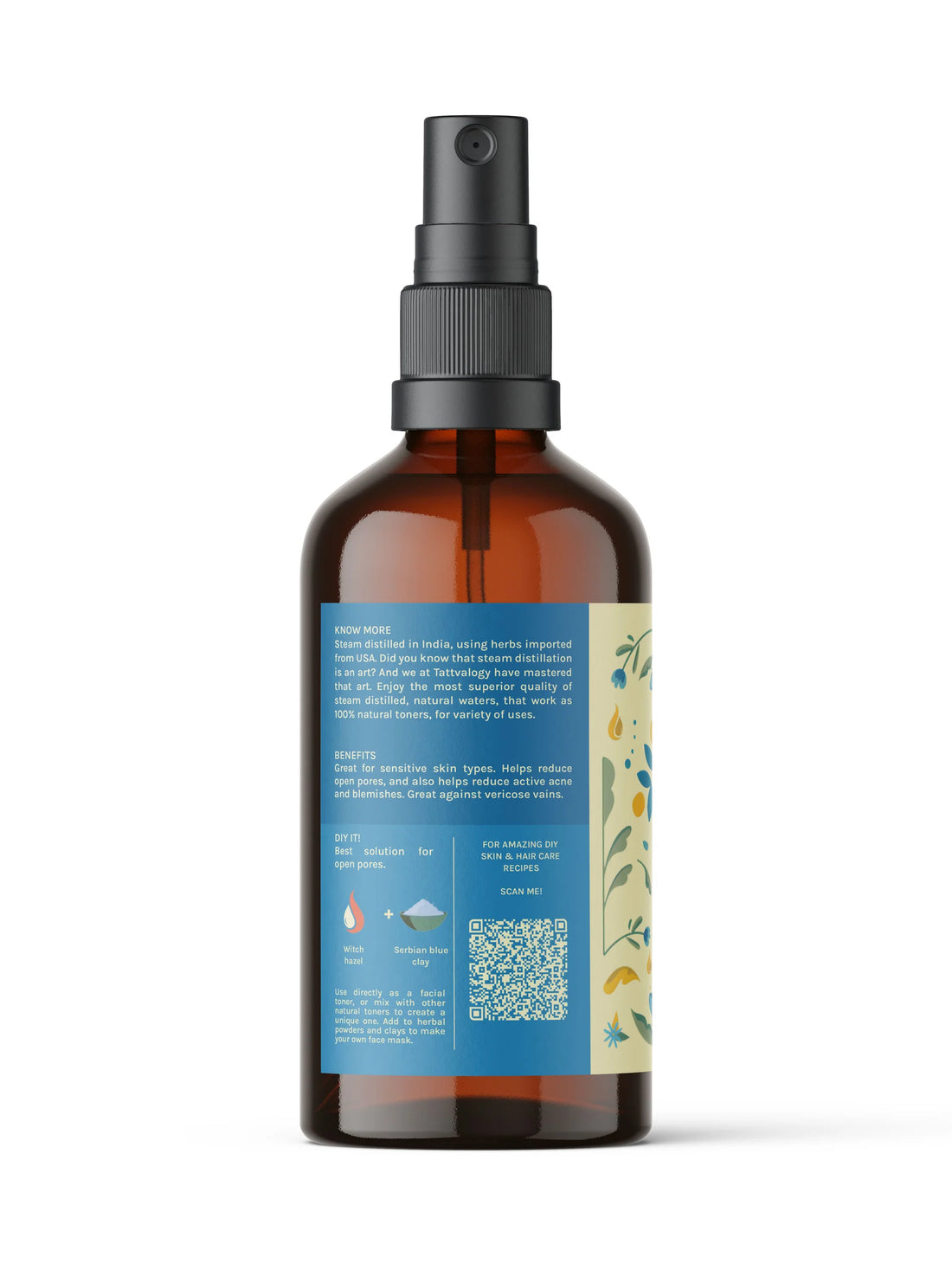 Toner | Witch Hazel Distillate Toner - Pure & Natural - Great For Sensitive Skin Types - Reduce Open Pores And Acne - Tattvalogy - 100ml