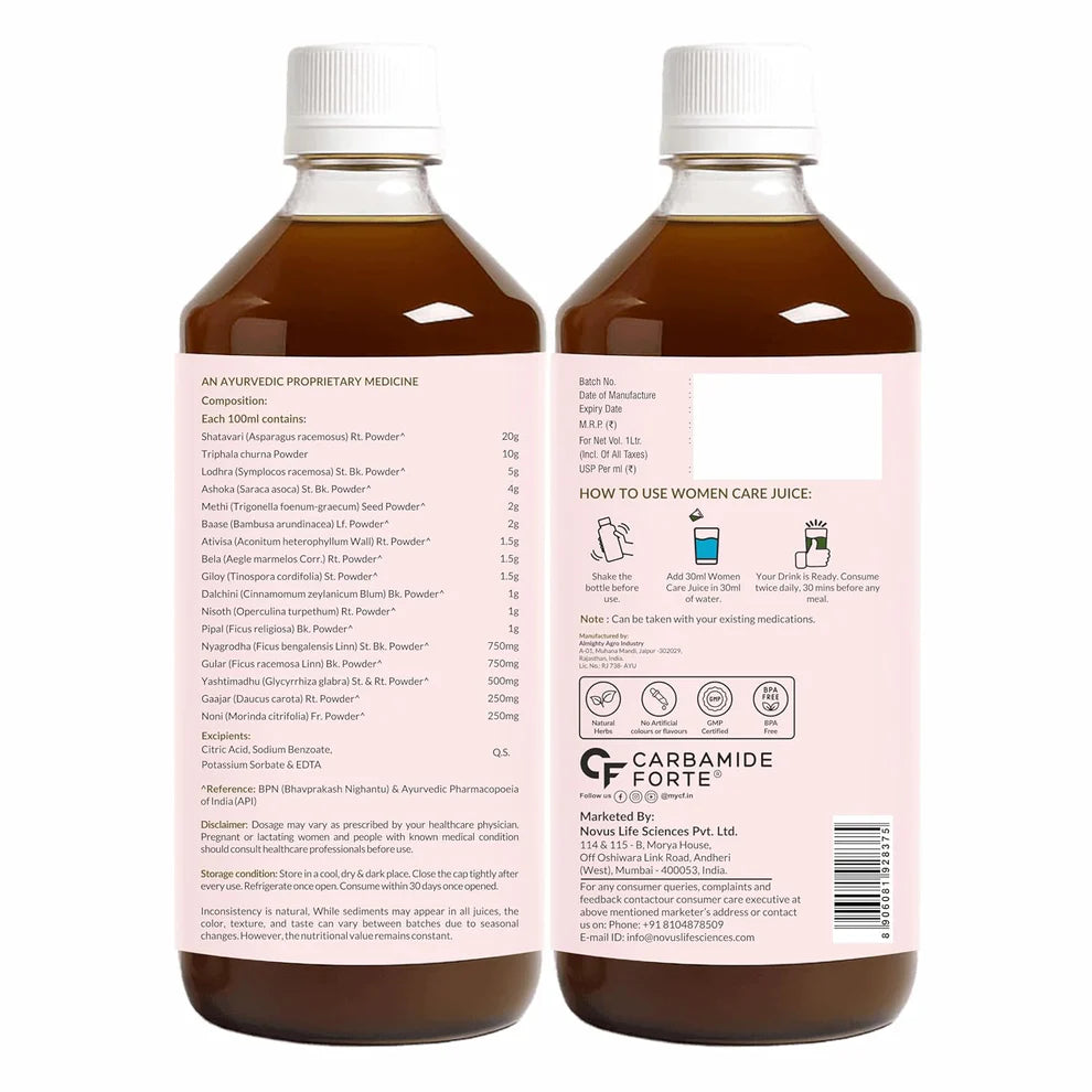 Woman Care Juice – Ayurvedic Heart & Lipid-No Added Sugar-Carbamide Forte-1000ml