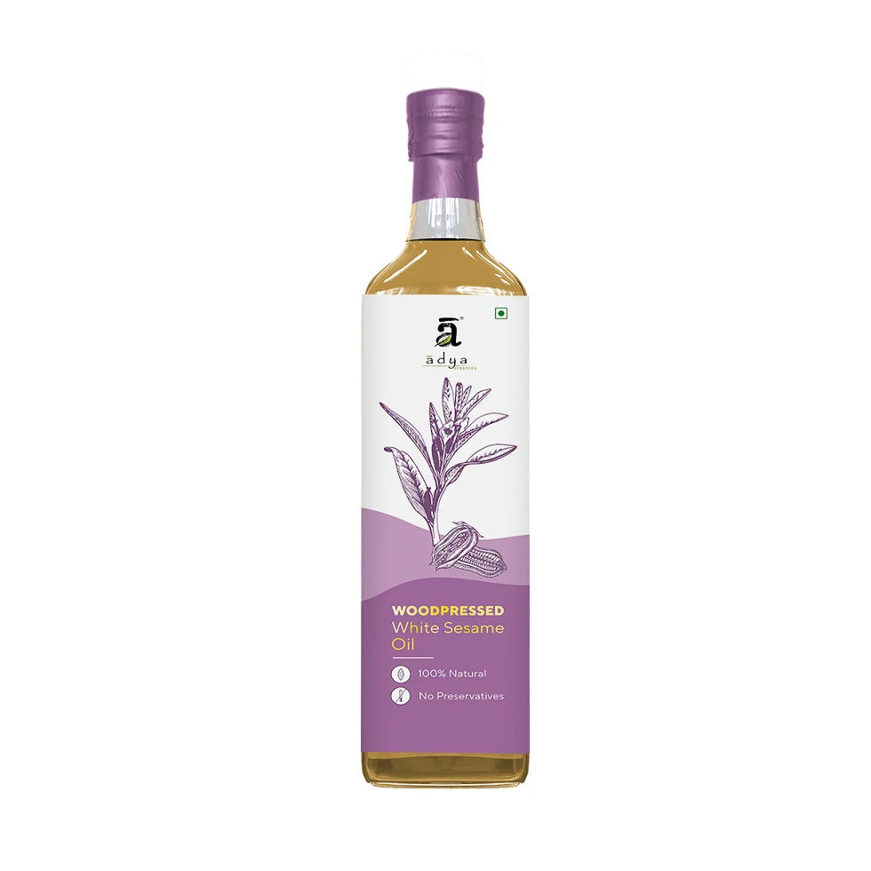 Sesame Oil | Woodpressed White Sesame Oil - 100% Natural - No Added Preservatives - Adya Organic - 100ml